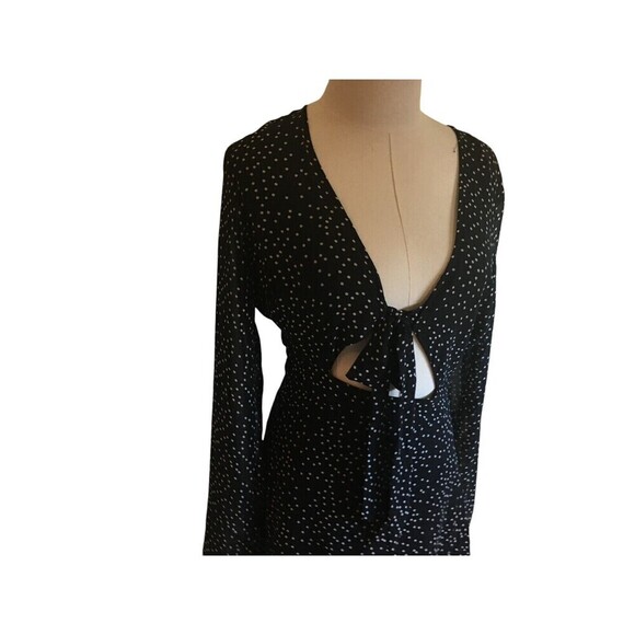 Cotton Candy LA Dress Women's Size Medium Black White Polka Dots Cut Out Tie - Picture 3 of 7